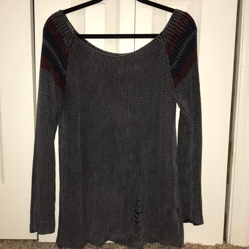 Adorable striped shoulder sweater
